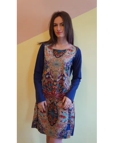 Rochie albastra cu imprimeu indie