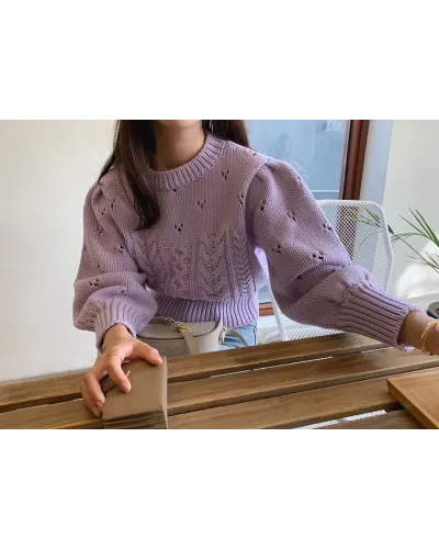 Pulover lila tricotat