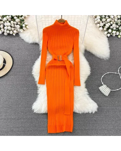 Rochie portocalie tricotata