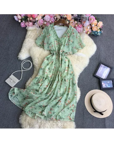 Rochie verde cu imprimeu floral