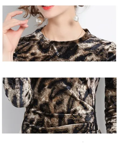 Rochie din catifea leopard print