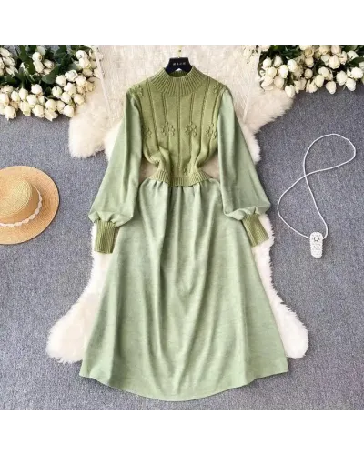 Rochie verde tricotata