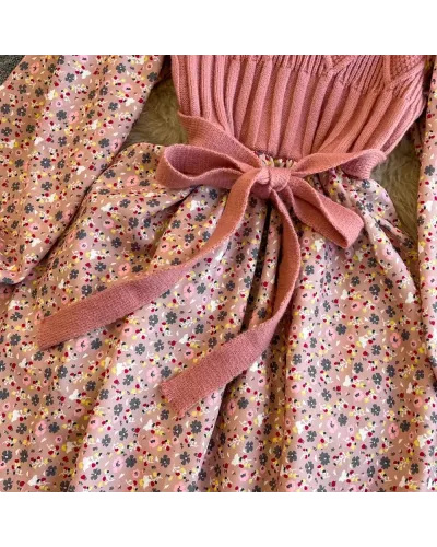 Rochie roz tricotata